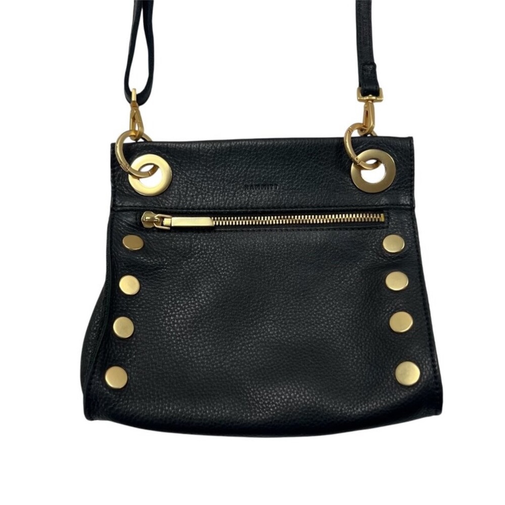 Hammitt Tony Small Pebbled Leather Crossbody Black Gold Hardware